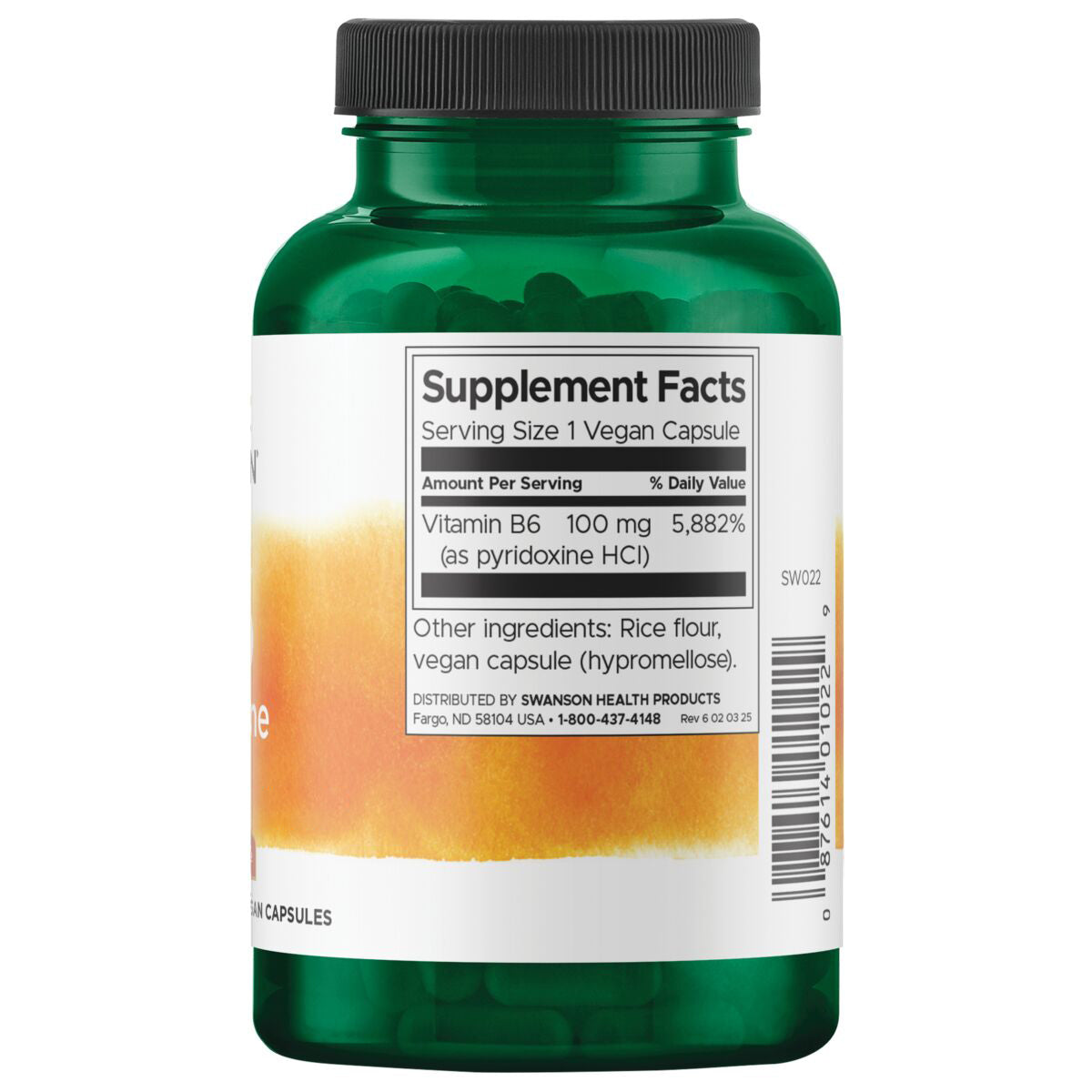 Swanson Vitamina B6 Piridoxina 100 mg, 250 cápsulas