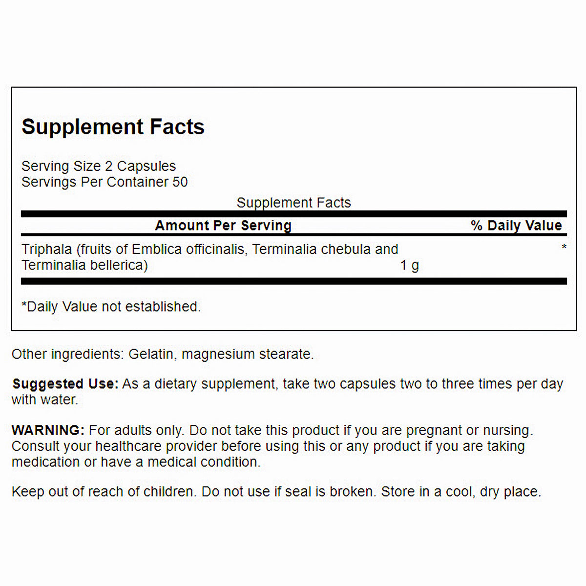 Swanson Suplemento de Triphala 500 Mg, 100 Cápsulas