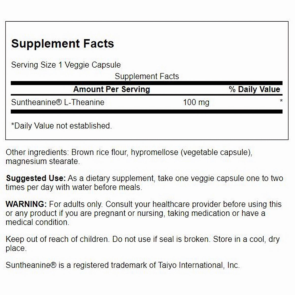 Swanson Suplemento de L-teanina de doble potencia de Suntheanine 200 mg, 60 cápsulas