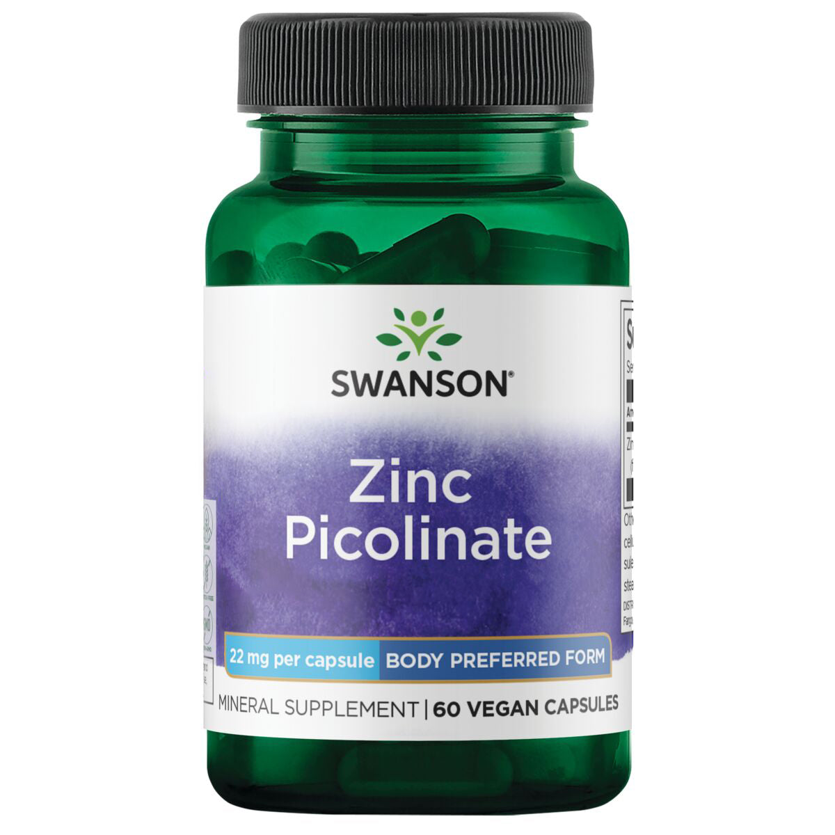 Swanson Suplemento de Zinc Picolinato 22mg, 60 Cápsulas