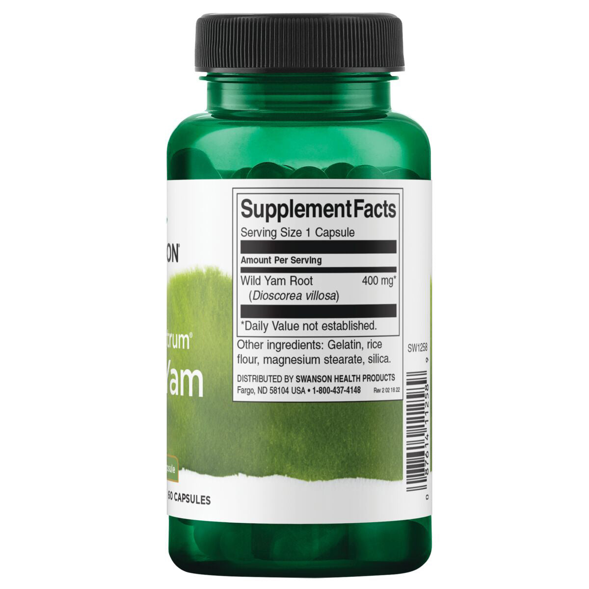 Swanson Suplemento de Ñame silvestre Espectro completo 400 mg, 60 cápsulas