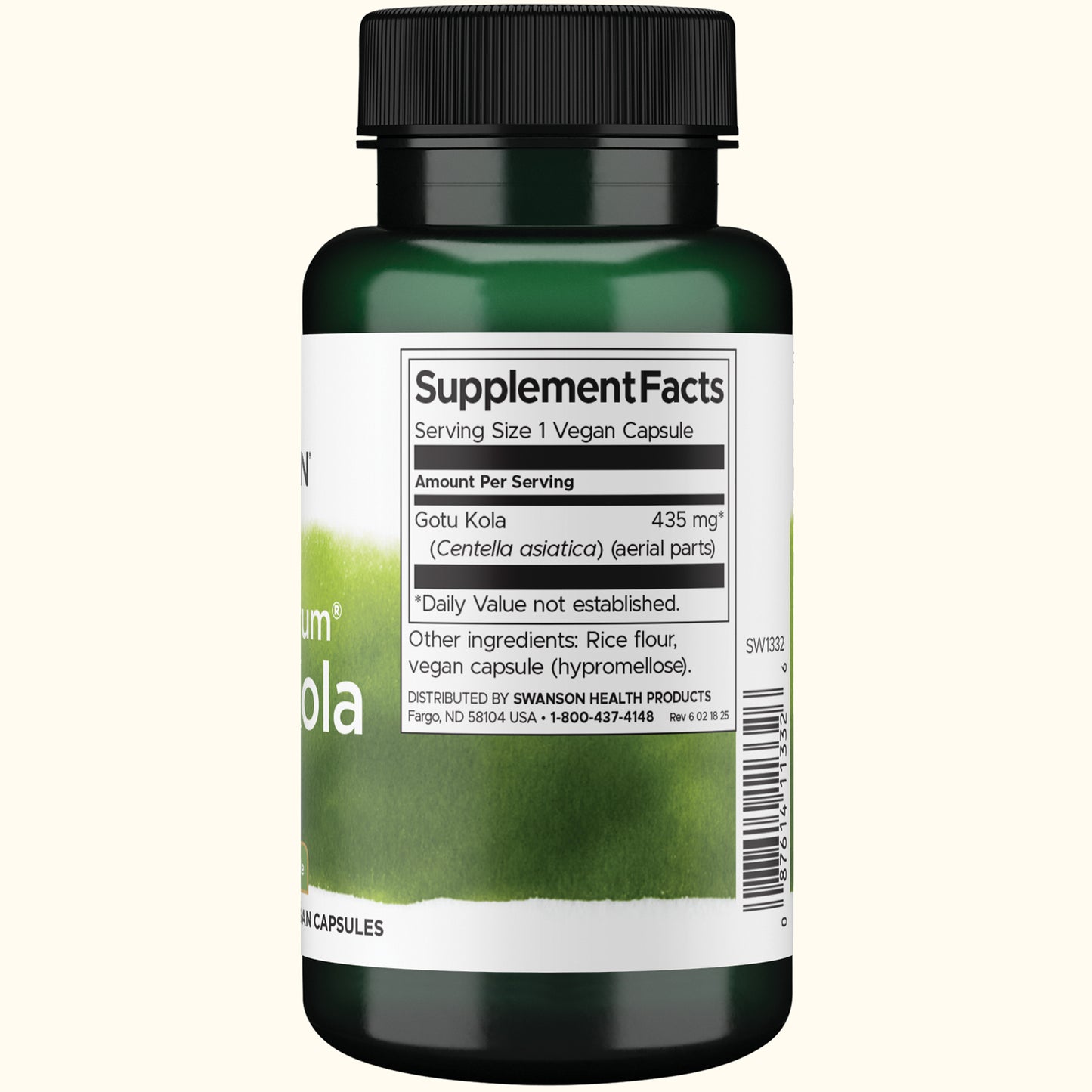 Swanson Suplemento Alimenticio Gotu Kola 435 mg, 60 Cápsulas