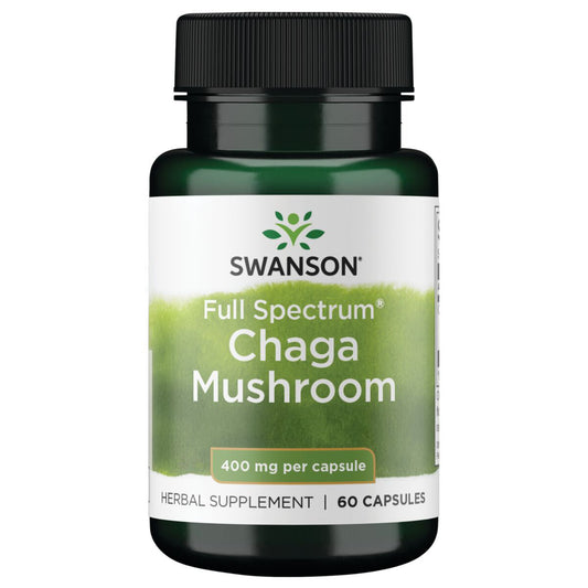 Swanson Suplemento Hongo Chaga de espectro completo 400 mg, 60 cápsulas