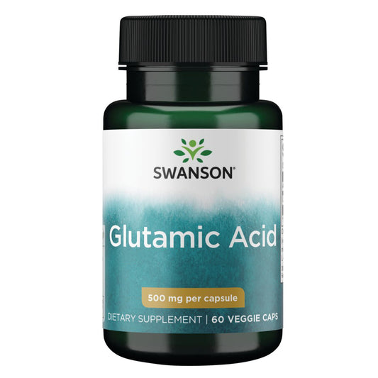 Swanson Premium Suplemento de Ácido glutámico 500 mg, 60 cápsulas
