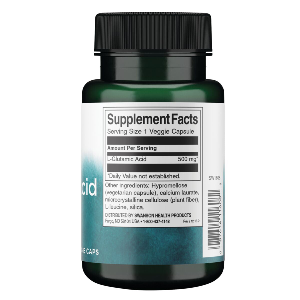 Swanson Premium Suplemento de Ácido glutámico 500 mg, 60 cápsulas