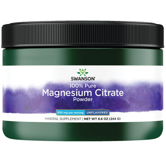 Swanson Suplemento Citrato de magnesio en polvo 100 % puro (sin sabor), 8.6 oz (244g)