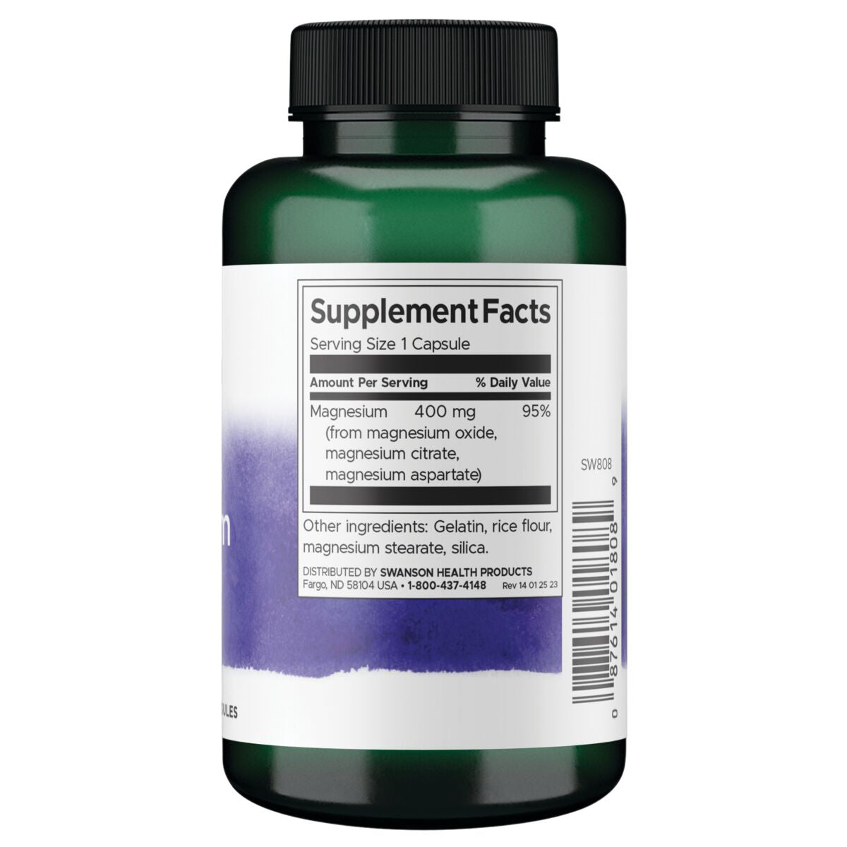 Swanson Suplemento de Complejo Triple de Magnesio 400 mg, 100 Cápsulas