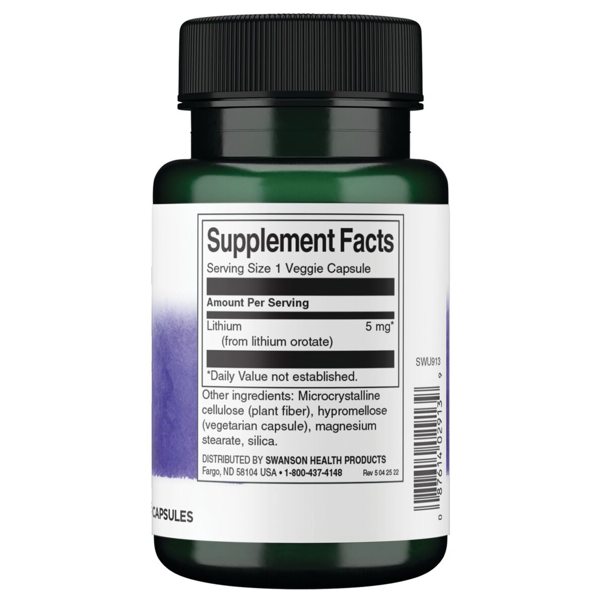 Swanson Suplemento de Orotato de litio 5 mg, 60 cápsulas