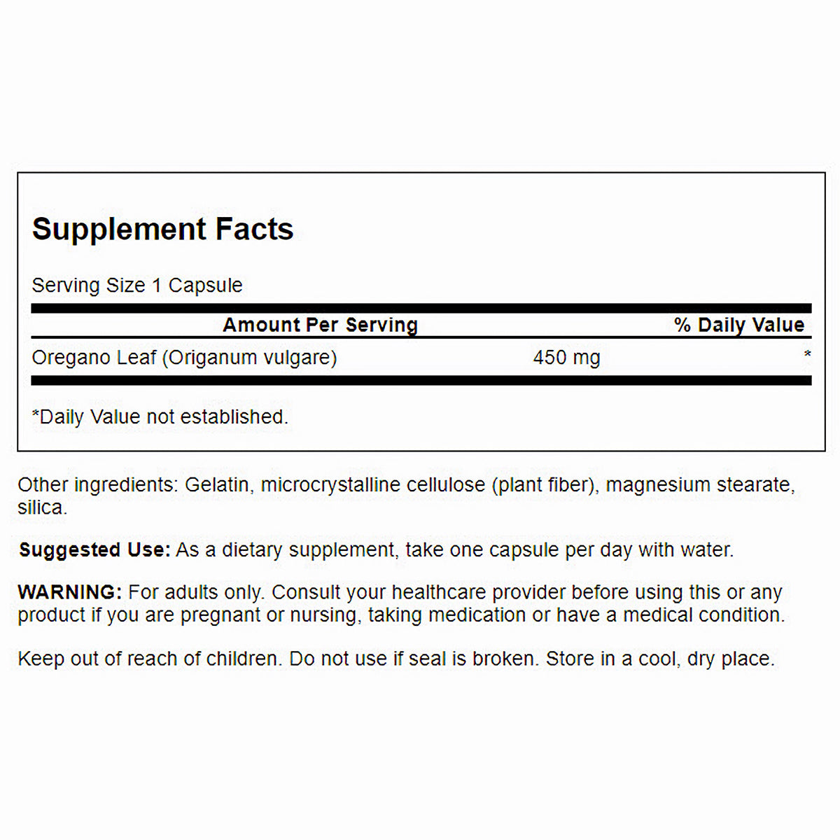 Swanson Suplemento de Orégano 450mg, 90 cápsulas