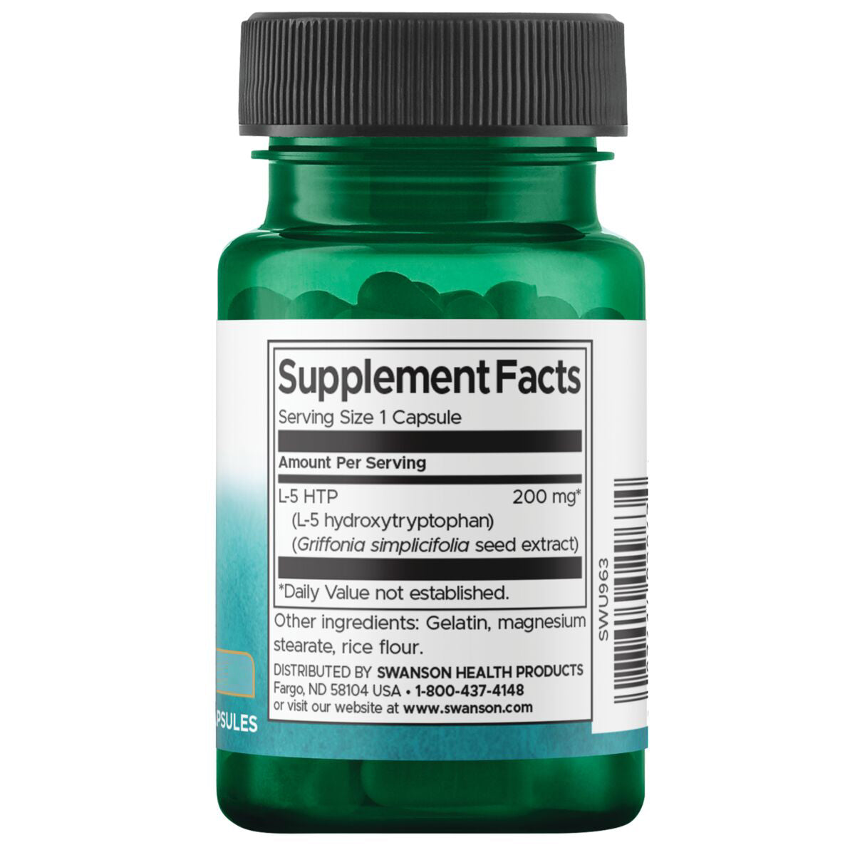 Swanson Aminoácido 5-HTP - Máxima potencia 20 0mg, 60 cápsulas