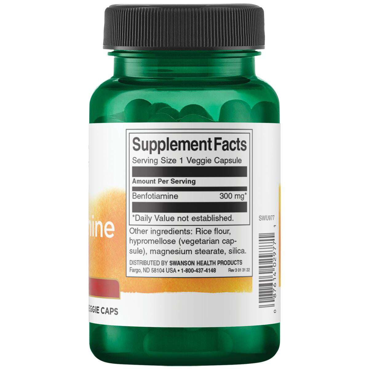 Swanson Suplemento de Benfotiamina - Fuerza Máxima 300mg, 60 cápsulas
