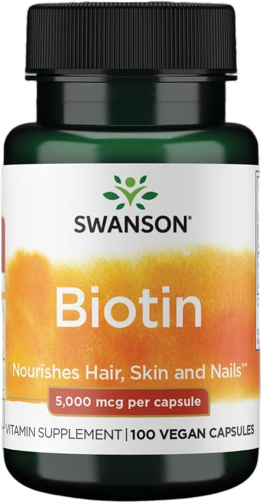 Swanson Biotina (Vitamina B7) 5000 mcg, 100 Cápsulas