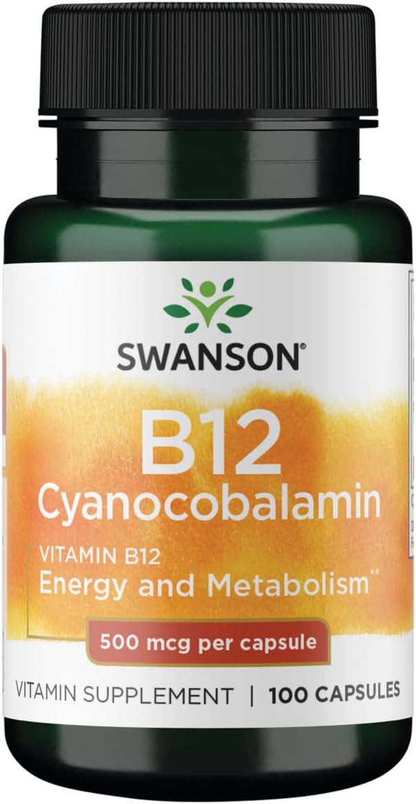 Swanson Vitamina B-12 (Cianocobalamina) 500 mcg, 100 Cápsulas