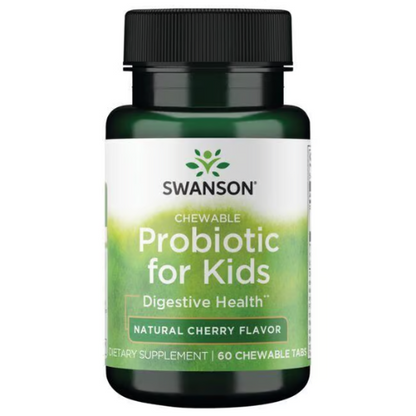 Swanson Probiótico masticable para niños - Sabor natural a cereza, 60 masticables