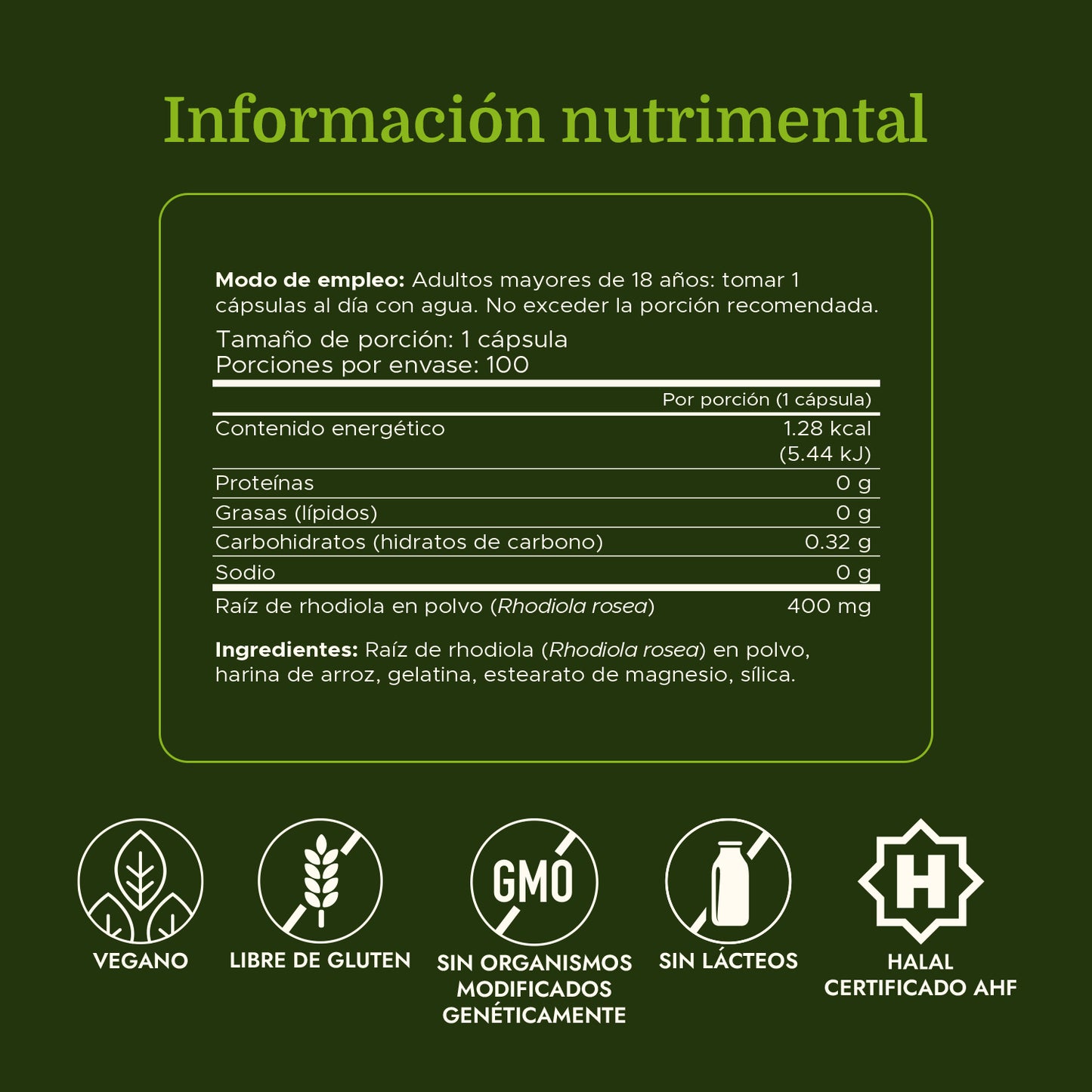 Swanson Suplemento de Raíz de Rhodiola Rosea 400mg, 100 Cápsulas