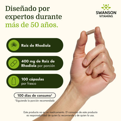 Swanson Suplemento de Raíz de Rhodiola Rosea 400mg, 100 Cápsulas