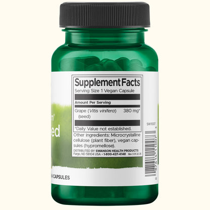 Swanson Premium Suplemento de Semilla de uva 380 mg, 100 cápsulas