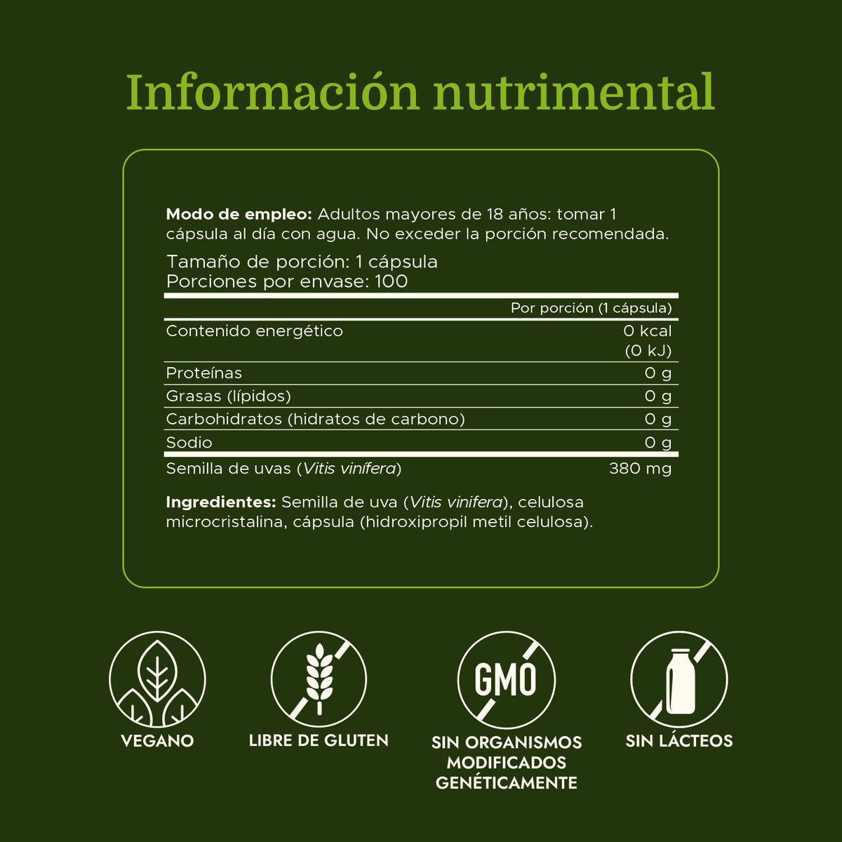 Swanson Premium Suplemento de Semilla de uva 380 mg, 100 cápsulas