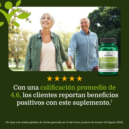 Swanson Premium Suplemento de Semilla de uva 380 mg, 100 cápsulas
