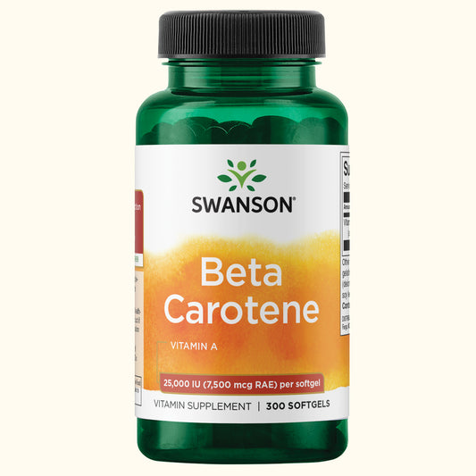 Swanson Suplemento de Beta Carotene 25,000 Iu (7,500 Mcg Rae), 300 cápsulas