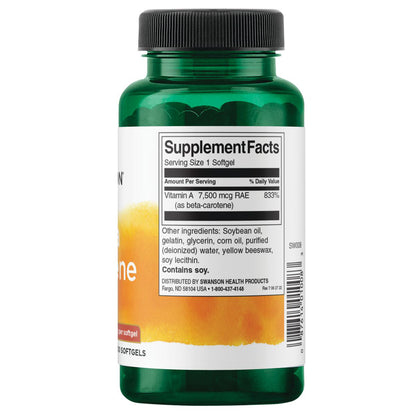 Swanson Suplemento de Beta Carotene 25,000 Iu (7,500 Mcg Rae), 300 cápsulas