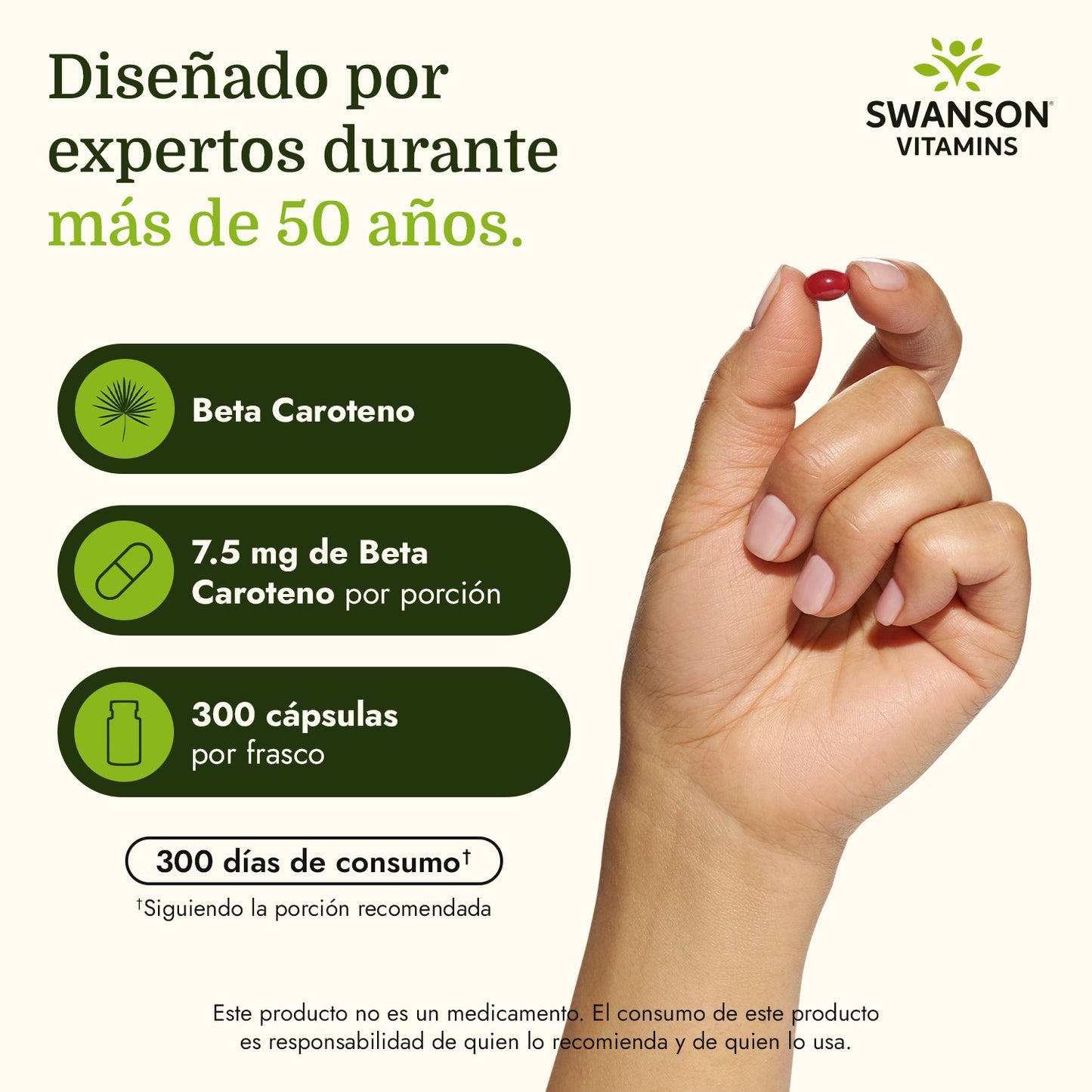 Swanson Suplemento de Beta Carotene 25,000 Iu (7,500 Mcg Rae), 300 cápsulas