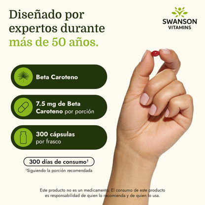 Swanson Suplemento de Beta Carotene 25,000 Iu (7,500 Mcg Rae), 300 cápsulas