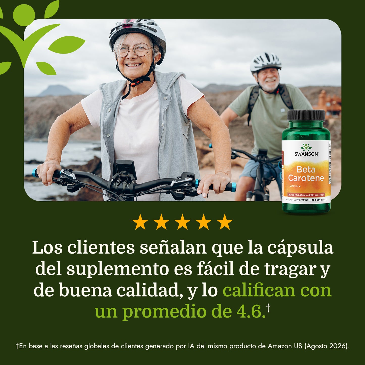 Swanson Suplemento de Beta Carotene 25,000 Iu (7,500 Mcg Rae), 300 cápsulas