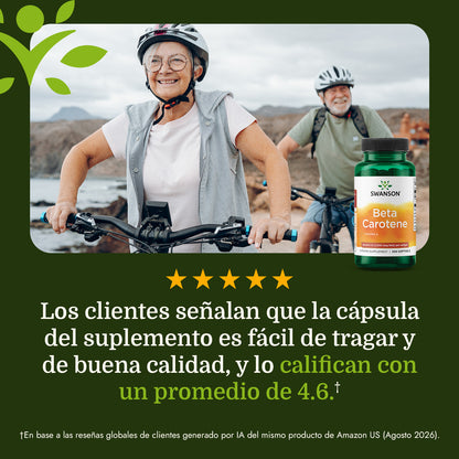 Swanson Suplemento de Beta Carotene 25,000 Iu (7,500 Mcg Rae), 300 cápsulas