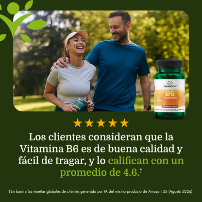 Swanson Vitamina B6 Piridoxina 100mg, 100 Cápsulas