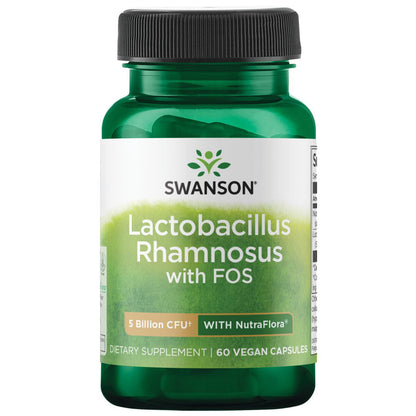 Swanson Lactobacillus Rhamnosus con Fos 5 mil millones Cfu, 60 cápsulas vegetales