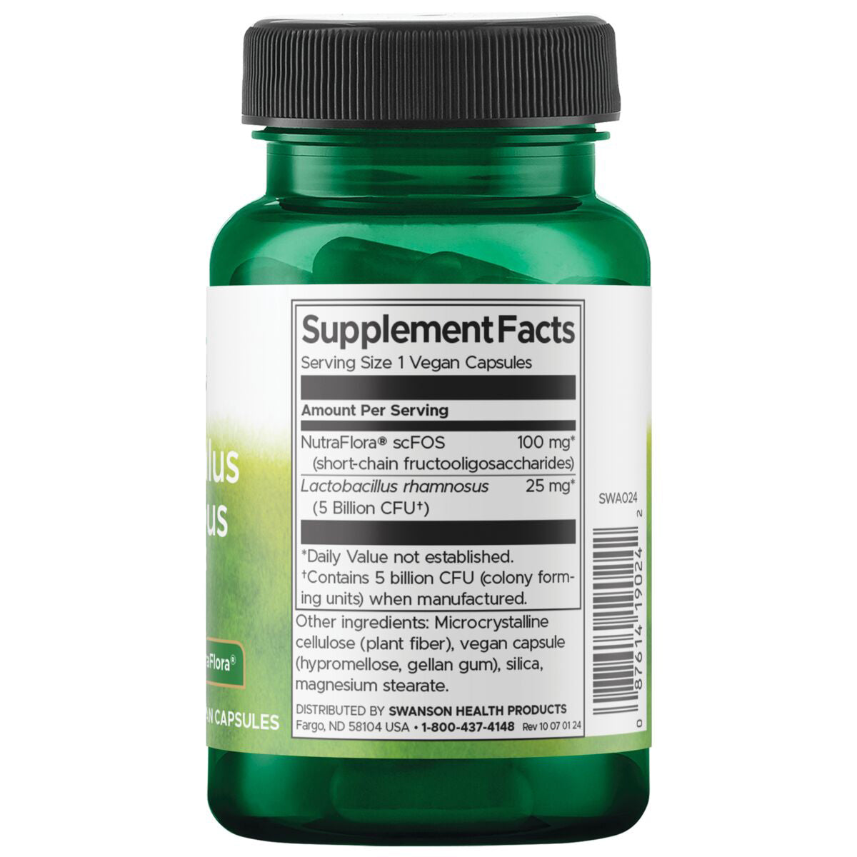 Swanson - Lactobacillus Rhamnosus con Fos 5 mil millones Cfu - 60 cápsulas vegetales