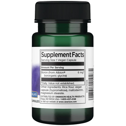 Swanson Suplemento de Boro Albion Glicina Bororgánica 6mg, 60 cápsulas