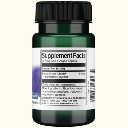 Swanson Suplemento de Boro Albion Glicina Bororgánica 6mg, 60 cápsulas