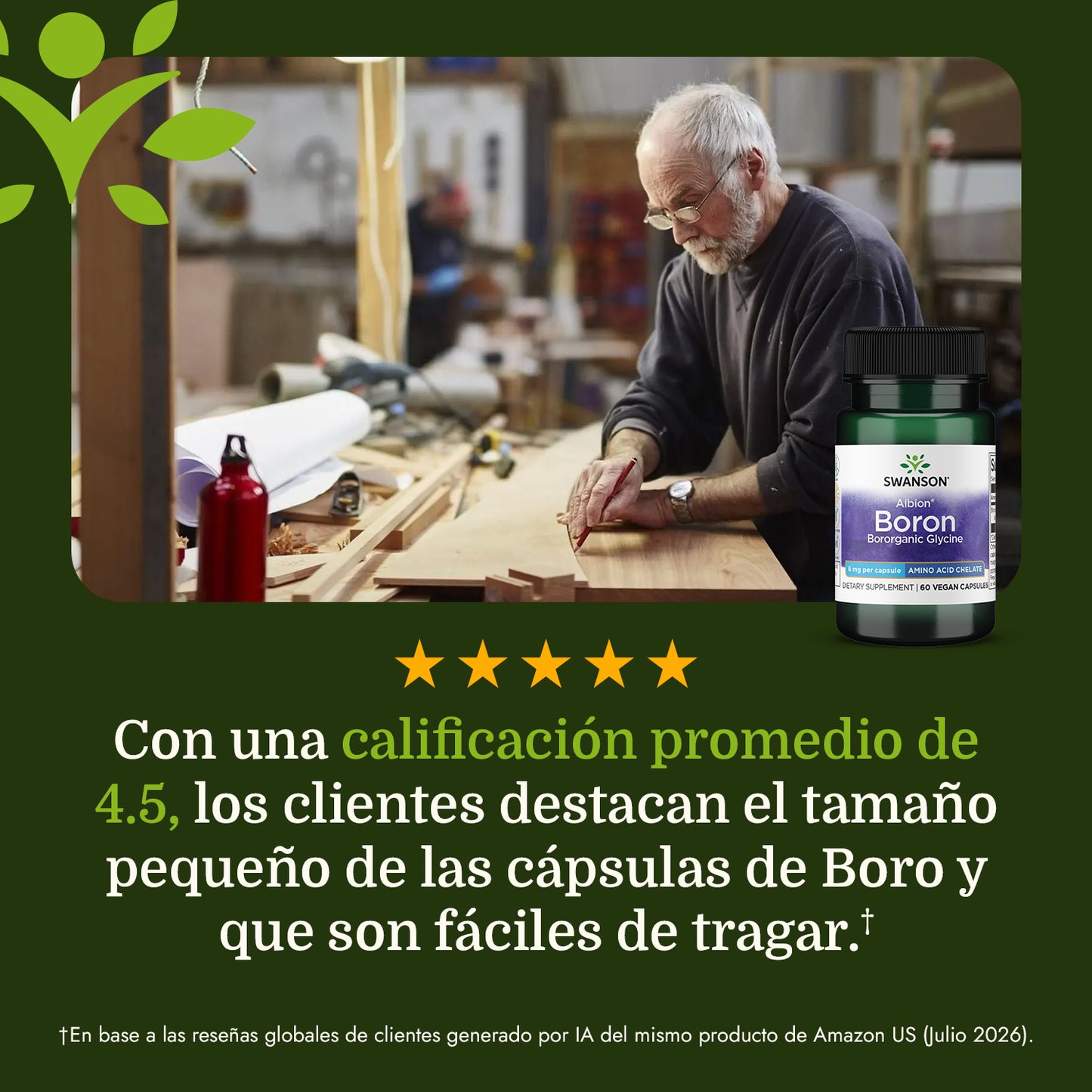 Swanson Suplemento de Boro Albion Glicina Bororgánica 6mg, 60 cápsulas