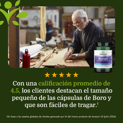 Swanson Suplemento de Boro Albion Glicina Bororgánica 6mg, 60 cápsulas