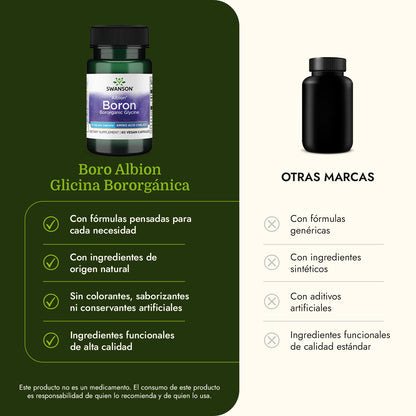 Swanson Suplemento de Boro Albion Glicina Bororgánica 6mg, 60 cápsulas