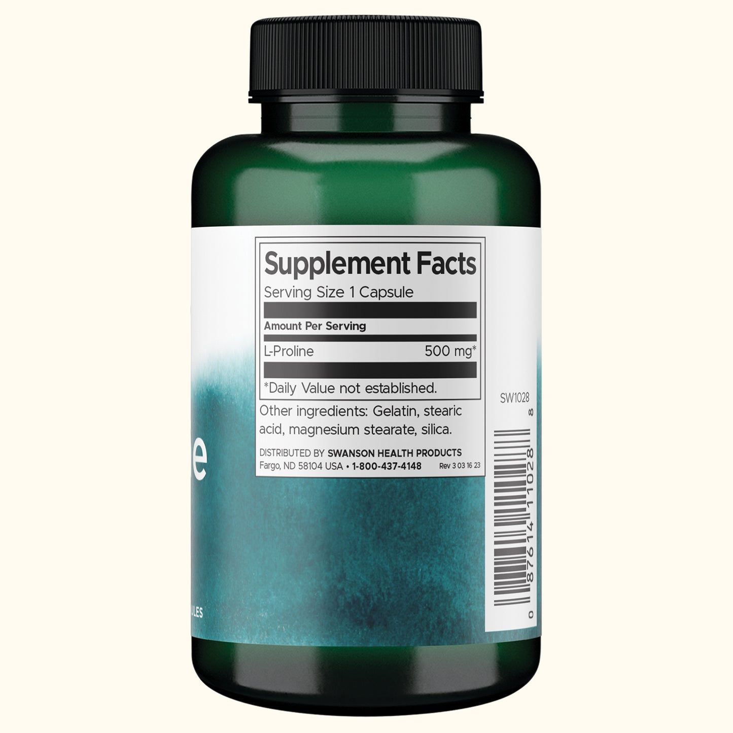 Swanson Suplemento de L-Prolina 500 mg, 100 cápsulas