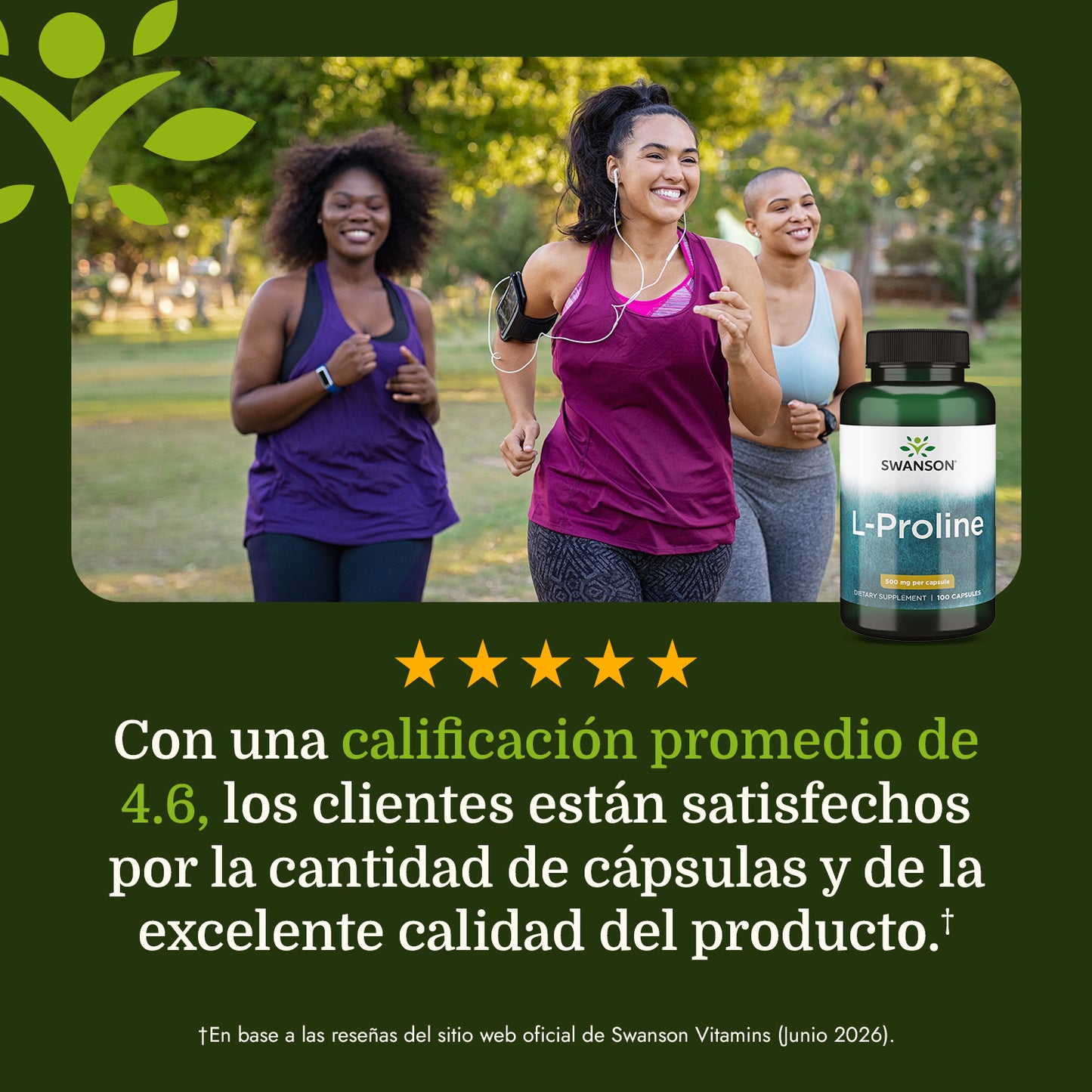 Swanson Suplemento de L-Prolina 500 mg, 100 cápsulas