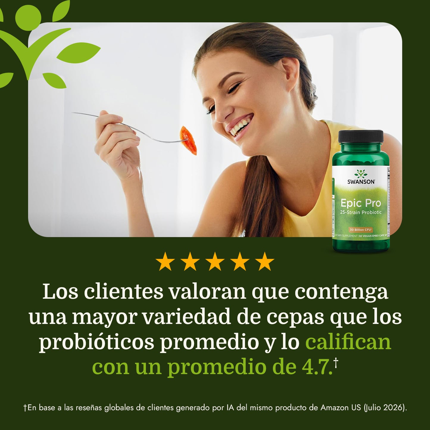 Swanson Probiótico Epic Pro de 25 cepas, 30 Cápsulas