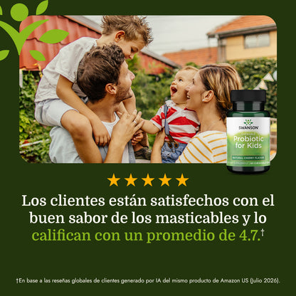 Swanson Probiótico masticable para niños - Sabor natural a cereza, 60 masticables