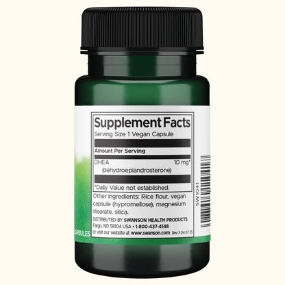 Swanson DHEA Equilibrio Hormonal, 10 mg, 120 Cápsulas Veganas, Non‑GMO, Certificado GMP