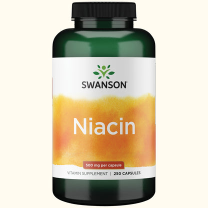 Swanson Suplemento de Niacina 500mg, 250 cápsulas