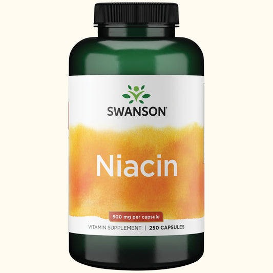 Swanson Suplemento de Niacina 500mg, 250 cápsulas