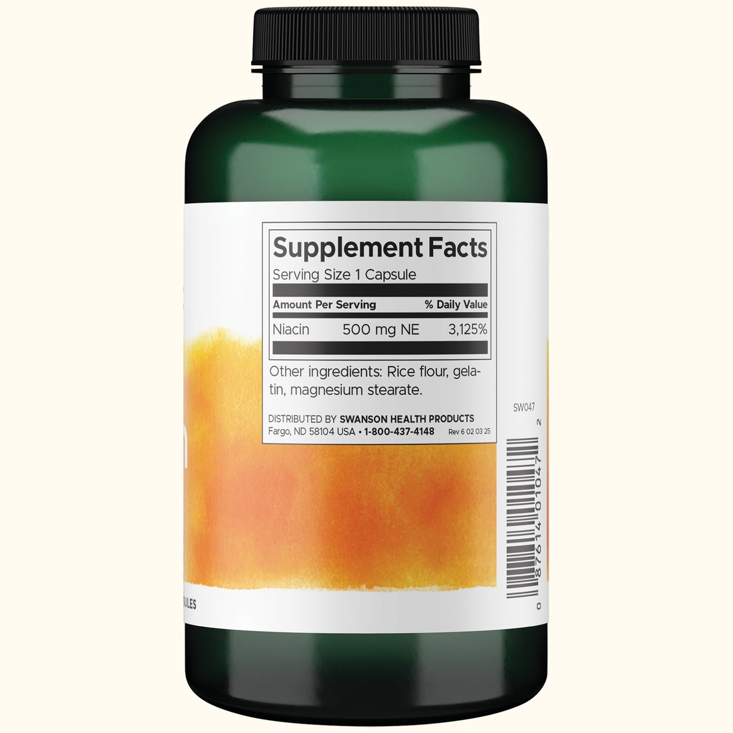 Swanson Suplemento de Niacina 500mg, 250 cápsulas