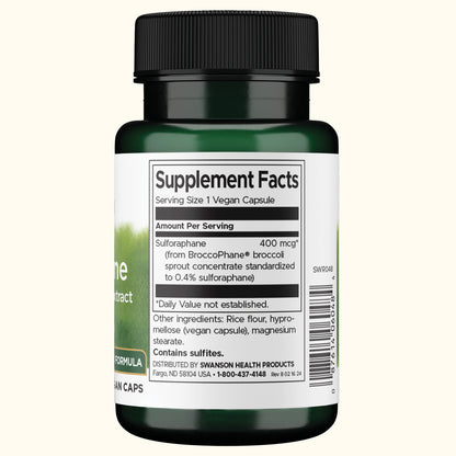 Swanson Suplemento Sulforafano de brócoli, 100% natural 400 mcg, 60 cápsulas