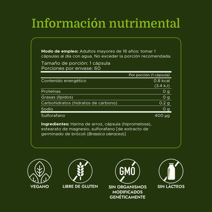 Swanson Suplemento Sulforafano de brócoli, 100% natural 400 mcg, 60 cápsulas