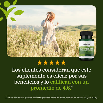 Swanson Suplemento Sulforafano de brócoli, 100% natural 400 mcg, 60 cápsulas