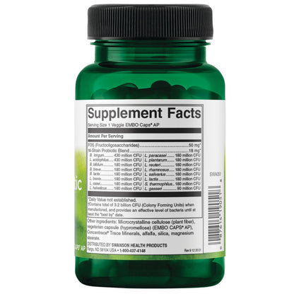 Swanson Probiótico definitivo de 16 cepas con FOS del Dr. Stephen Langer 3.2 billones CFU, 60 cápsulas