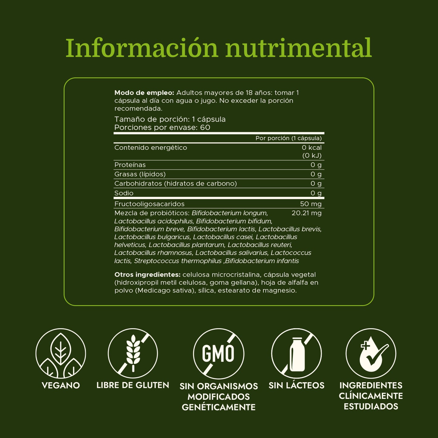 Swanson Probiótico definitivo de 16 cepas con FOS del Dr. Stephen Langer 3.2 billones CFU, 60 cápsulas